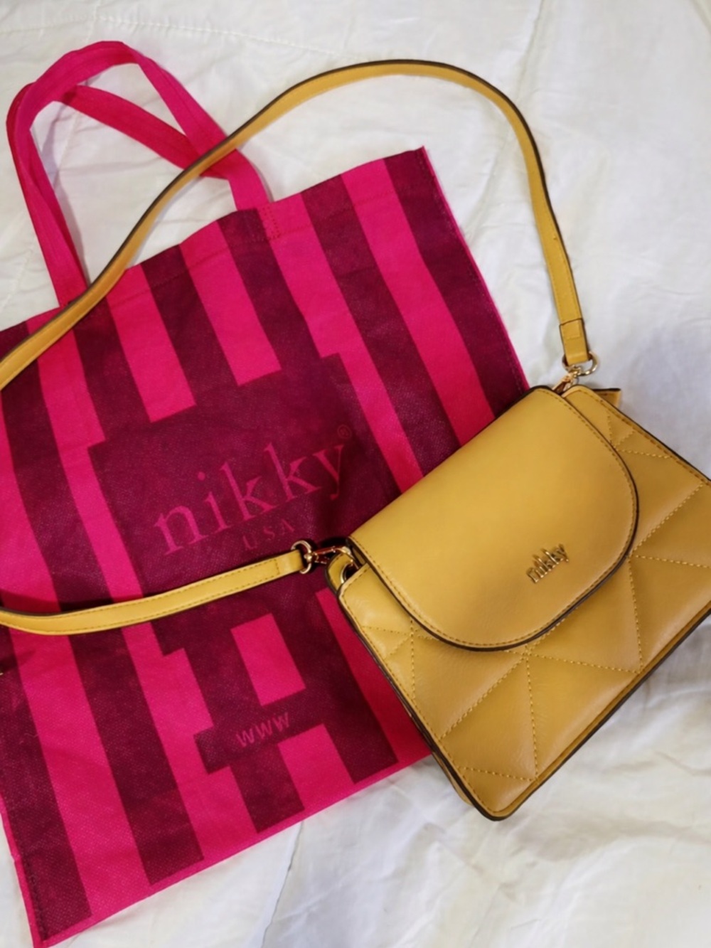 NWOT Nikky Quilted Yellow Crossbody Bag